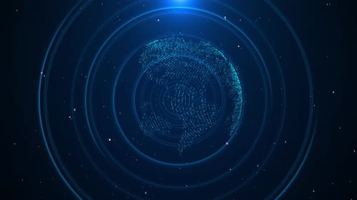 3d Earth Globe Rotation Computer Binary Data Network Background Global Network Connection