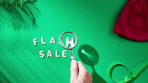 Magnifying Glass Over Flash Sale on Green