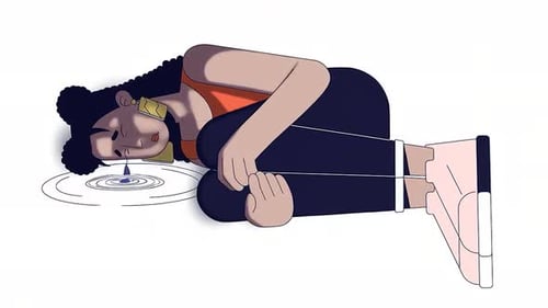 Animated Character Crying with Ripples Illustration