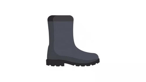 Flat Design Work Boot Animated Icon Loop