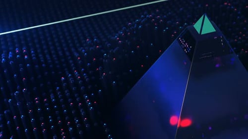 Hi-tech pyramid and scanning of waveform. Futuristic or science fiction concept