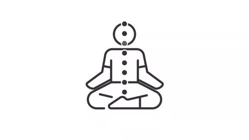 2D animated simple black thin linear meditating icon