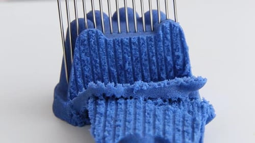 Kinetic Sand is All Blue in Color Cutting Kinetic Sand ASMR Relaxing Video