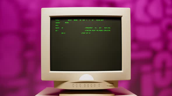Retro Pc with Loading Code Console Programmer Making Scripts Green ...