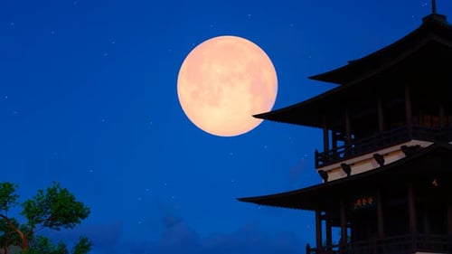 Mid Autumn Festival Full Moon Rise Time Lapse