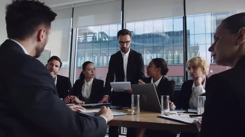 Group Meeting of Businessman People in Office Company Meeting for Brainstorm in Big Office Ceo