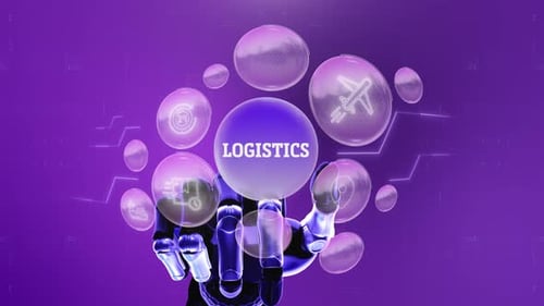 Digital Screen, Logistics Robotic Technology, Concept, Background 4K