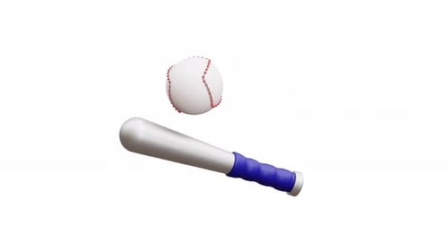 3d Animation Baseball Bat Ball Sport Game Equipment Isolated