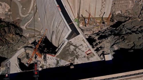 Aerial View of a Large Dam Construction