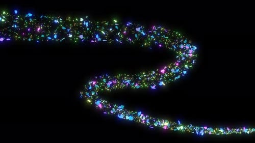 Glitter Magical Herat Trail Animation On Transparent Black Background. Glitter Confetti Heart Shape