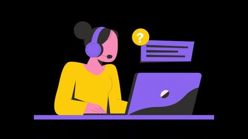 Animated Flat Design Online Customer Support Illustration