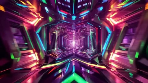 Fond de boucle VJ Futuriste Cyberpunk Neon Tunnel