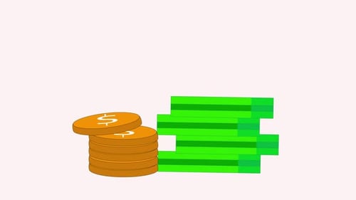 Flat Design Financial Growth Stacking Coins and Bars Animation