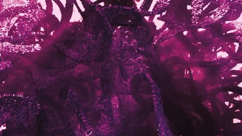 Animation mit violetten unregelmäßigen Partikeln