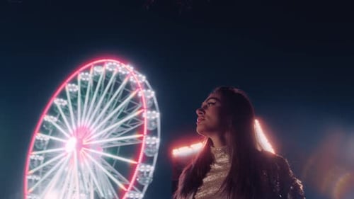Beautiful Model in a Amusement Park