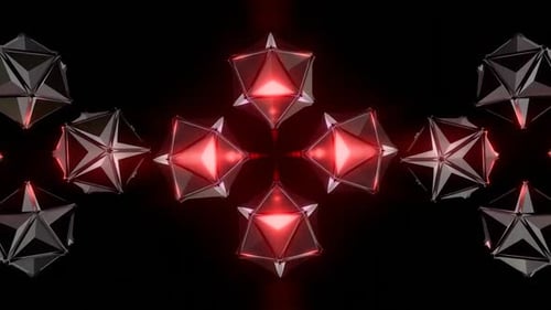 Abstract Geometric Shapes with Red Glowing Light Background
