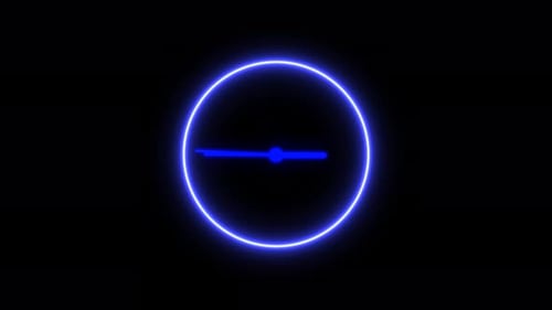 Neon Blue Digital Clock Animation Loop