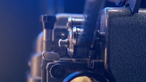 Film Projector in Close Up Operating