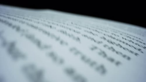 Detailed View Open Book Lying on Table. Macro White Book Sheets