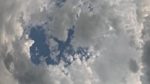 Timelapse Fluffy Cumulus Clouds Moving in Bright Sunset Sky Abstract Aerial Nature Summer Ocean