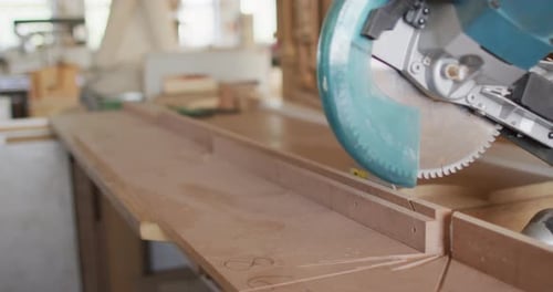 Video of saw and tools in traditional carpentry workshop