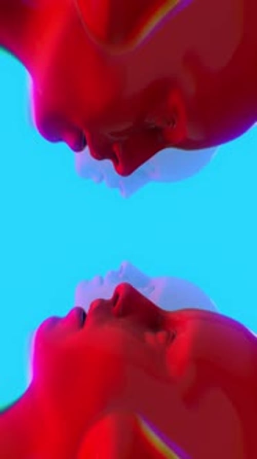 Futuristic Pulsating Abstract Digital Human Faces Loop