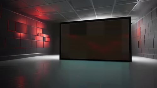 Modern Virtual Studio Background with Green Screen Display