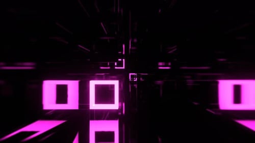 Cyan And Pink Strobe Abstract Tunnel Of Neon Squares Background Vj Loop I 4K