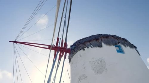 Low angle view of a windmill, Mykonos, Greece