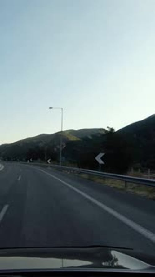 Summer Road Trip on Europe Vertical Video Firstperson View of a Moving Car on a Highway Ride Near