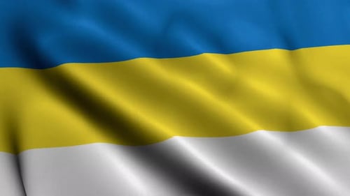 Waving Flag Animation with Blue Yellow and White Stripes