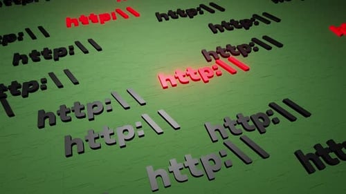 Http symbol sign on green background 3d render. Hypertext transfer protocol secure web 3