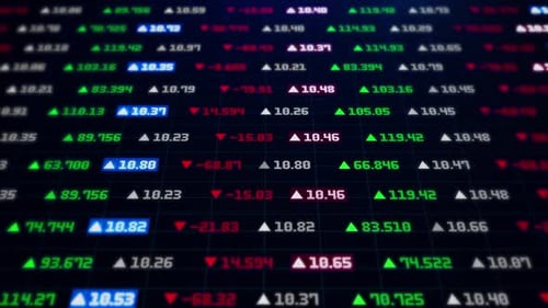 Digital Table of Stock Market Values Companies Indexes Evolving