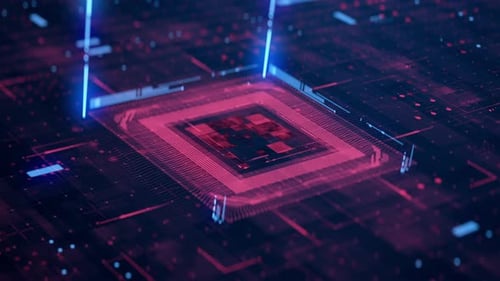 Futuristic Circuit Board Technology with Blue Data Streams