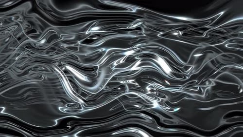 Silver Reflective Fluid Waves Abstract Motion Background