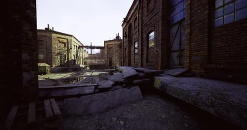Gritty Urban Industrial Alley Flythrough Animation