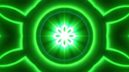 Abstract Green Neon Glowing Kaleidoscope Loop Background