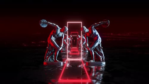 Statues discobulaires romaines infinies chromées Vj Loop