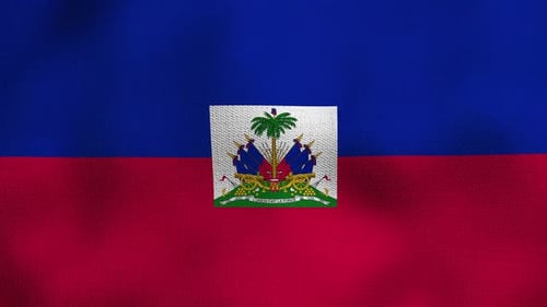 Waving Haiti Flag with Realistic Fabric Texture