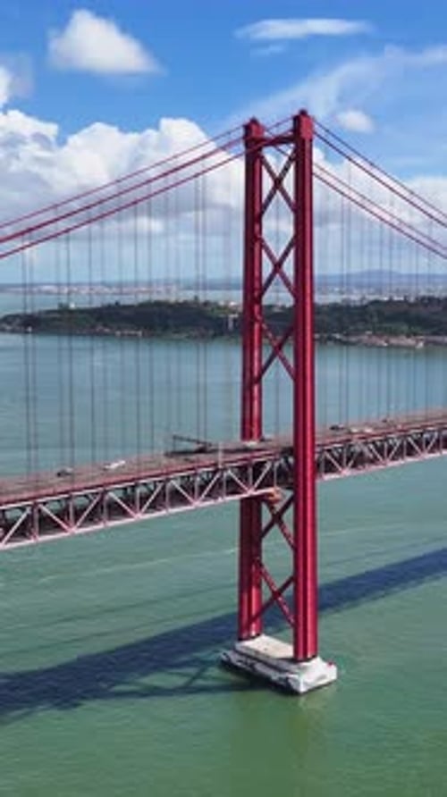25 Of April Bridge At Lisbon In Lisbon District Portugal.