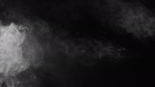 Dynamic White Smoke Cloud Effect Overlay on Black