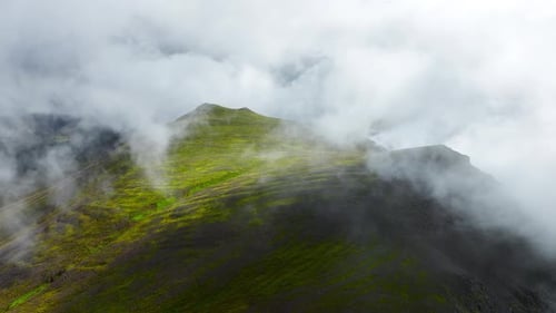 Highlands in Iceland Beautiful Volcanic Mountain Unusual Nature Landscape Black Hills with Green
