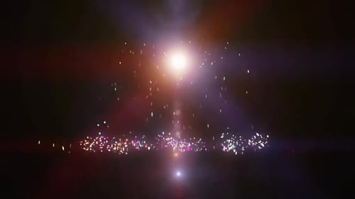 Bright Particle Sparkle Reveal with Colorful Explosion and Lens Flare