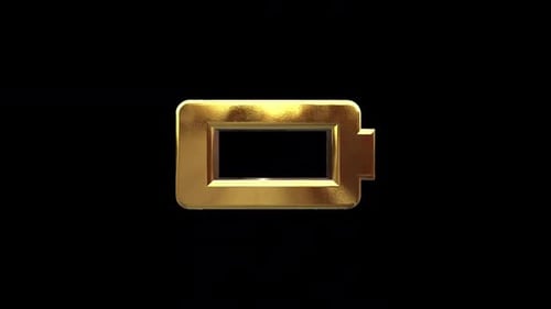 Rotating Golden 3D Battery Icon Animation