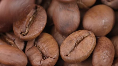 Roasted Coffee Beans Close Up Panning