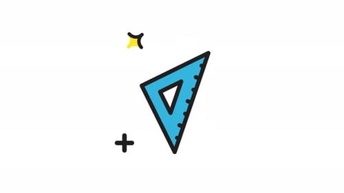 Animiertes Dreieckslinealsymbol. Nahtloses Loop-Video mit Alphakanal auf transparentem Hintergrund