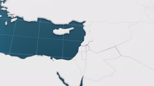 Destaque con azul el mapa 3D del Líbano con puntero rodeado de otros países en blanco
