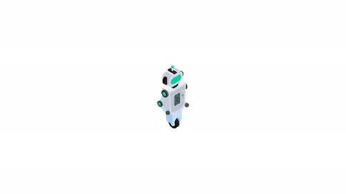 Animated illustration of a friendly robot character, showcasing advanced design