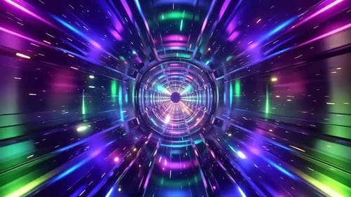 Fond graphique futuriste de science-fiction Neon Tunnel Warp Speed Motion