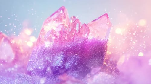 Atemberaubende und faszinierende lila Kristallformation mit überall funkelnden Lichteffekten